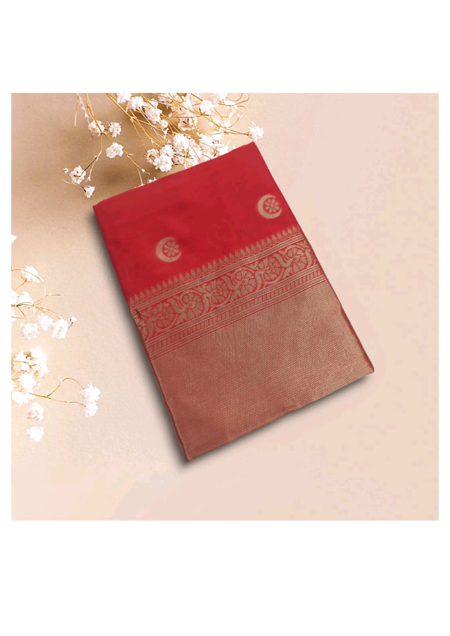 Classic Deep Red Banarasi Silk Saree