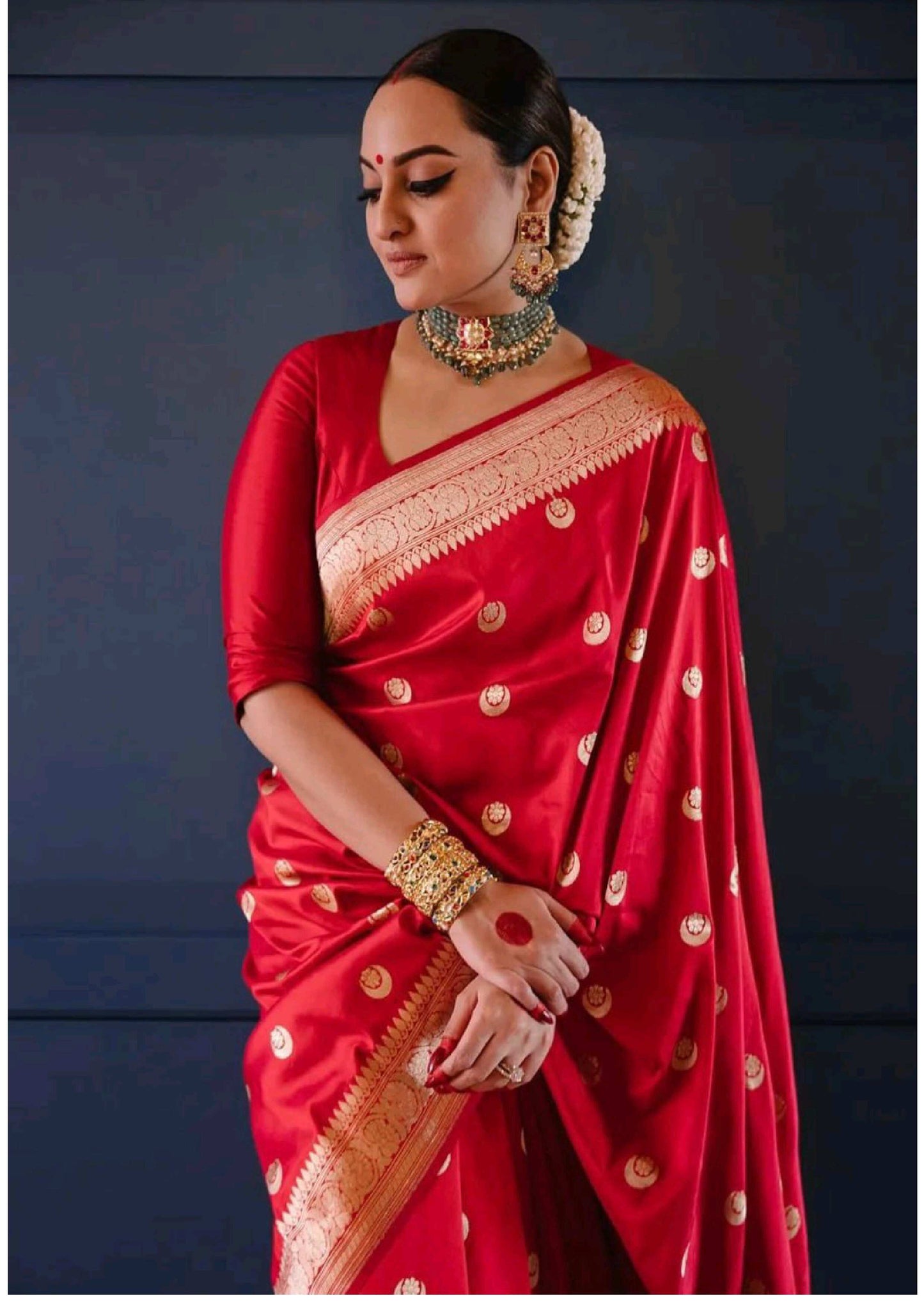 Classic Deep Red Banarasi Silk Saree