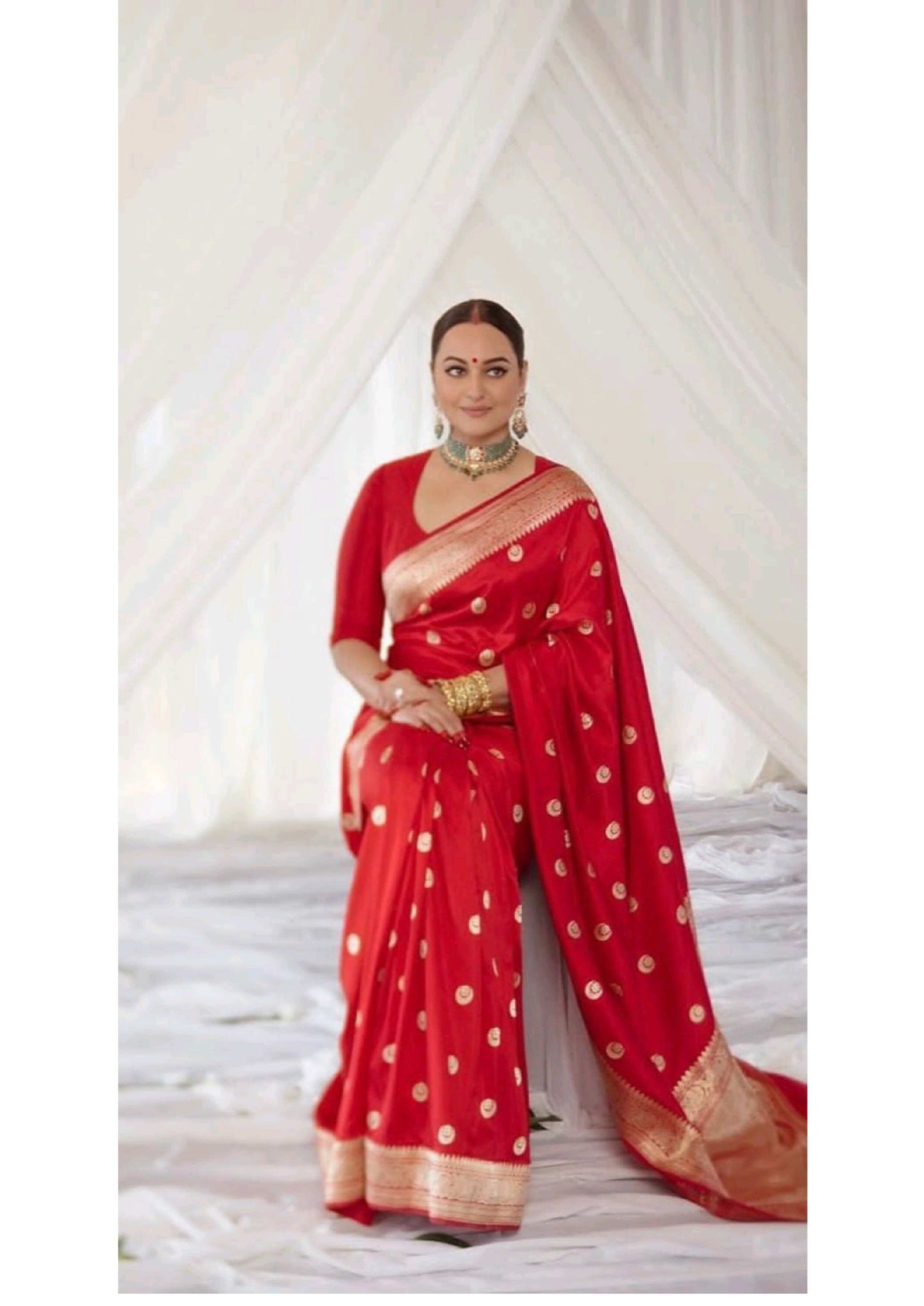 Classic Deep Red Banarasi Silk Saree