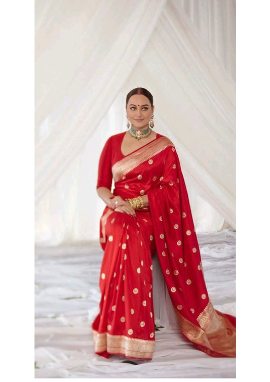 Classic Deep Red Banarasi Silk Saree