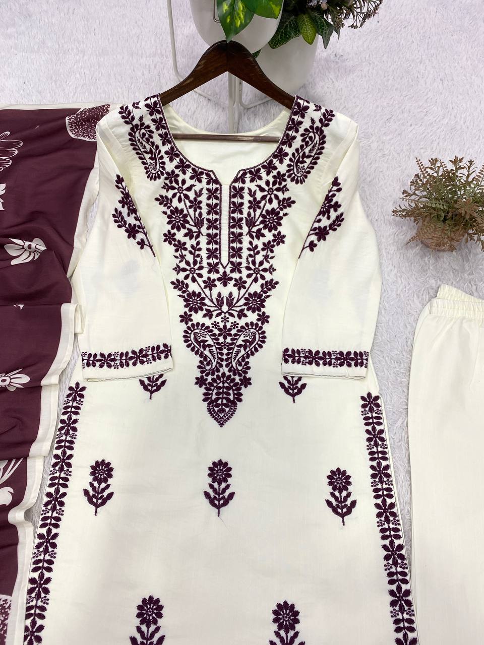 Elegant Embroidered Kurta Palazzo Suit Set with Dupatta | Festive & Party Wear