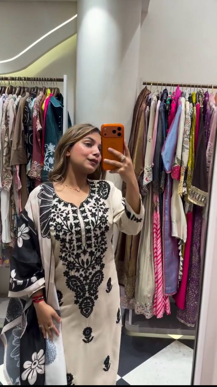 Elegant Embroidered Kurta Palazzo Suit Set with Dupatta | Festive & Party Wear
