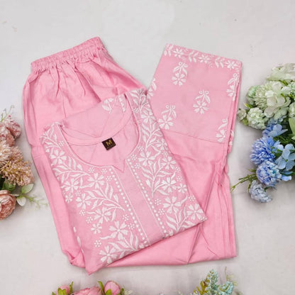 Premium Lucknowi Chikankari Kurta Pant Set for Women