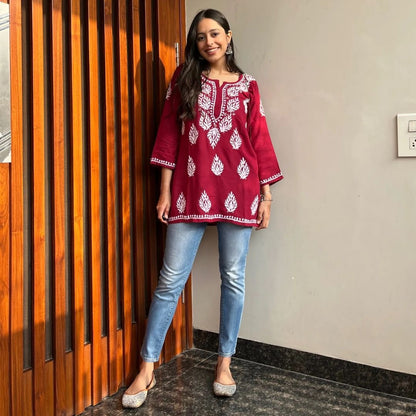 Premium Chikankari Short Kurti for Women | Casual & Everyday Wear