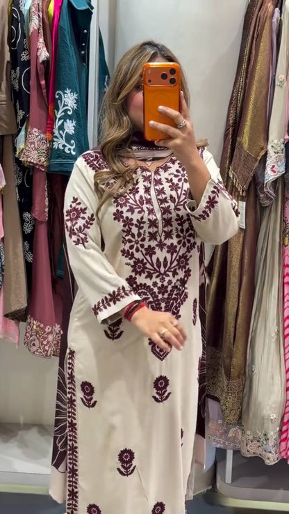 Elegant Embroidered Kurta Palazzo Suit Set with Dupatta | Festive & Party Wear