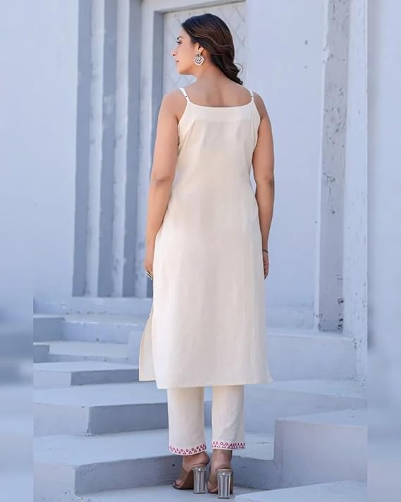Elegant Off-White Floral Kurta Set with Printed Dupatta