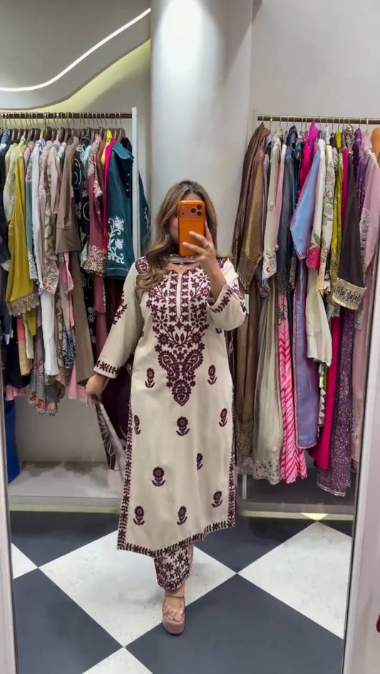 Elegant Embroidered Kurta Palazzo Suit Set with Dupatta | Festive & Party Wear