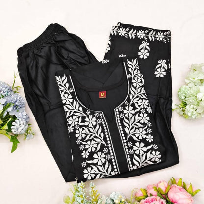Premium Lucknowi Chikankari Kurta Pant Set for Women