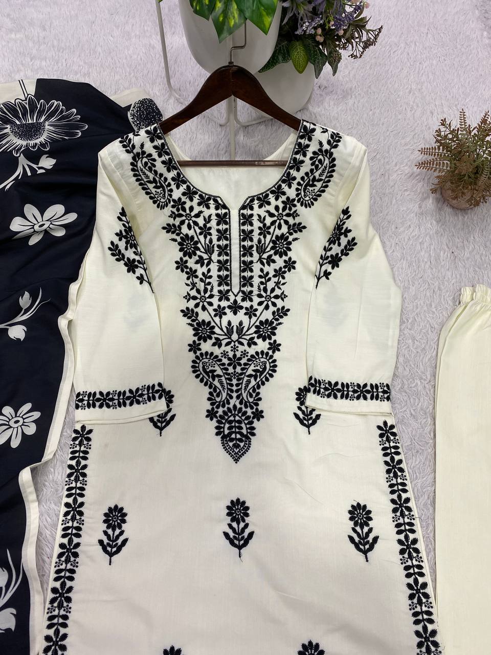 Elegant Embroidered Kurta Palazzo Suit Set with Dupatta | Festive & Party Wear