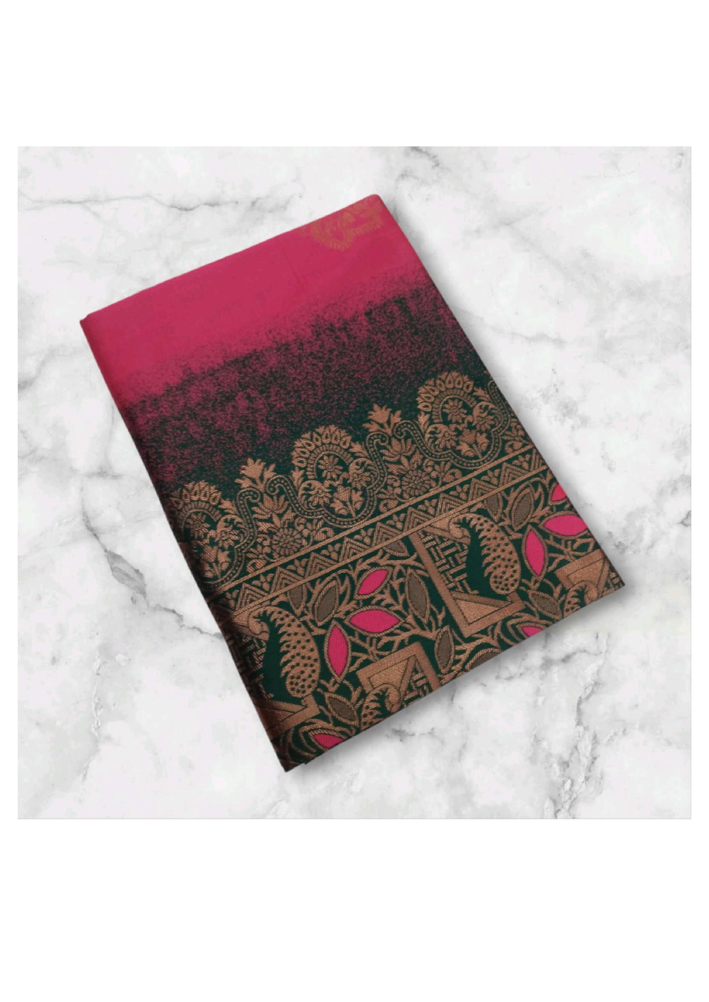 Vibrant Rani Pink Silk Blend Saree