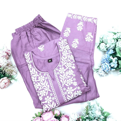 Premium Lucknowi Chikankari Kurta Pant Set for Women