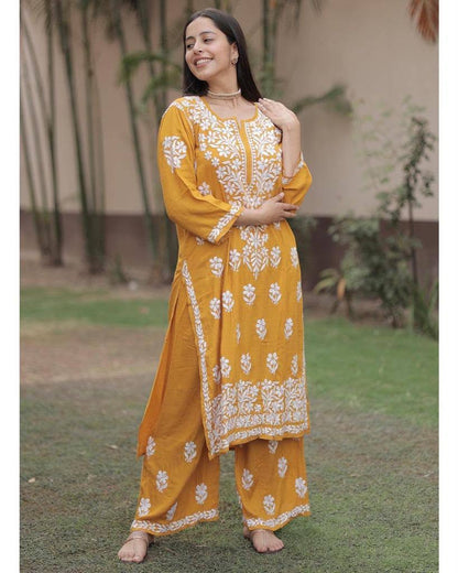 Premium Lucknowi Chikankari Kurta Pant Set for Women