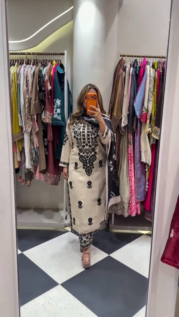Elegant Embroidered Kurta Palazzo Suit Set with Dupatta | Festive & Party Wear
