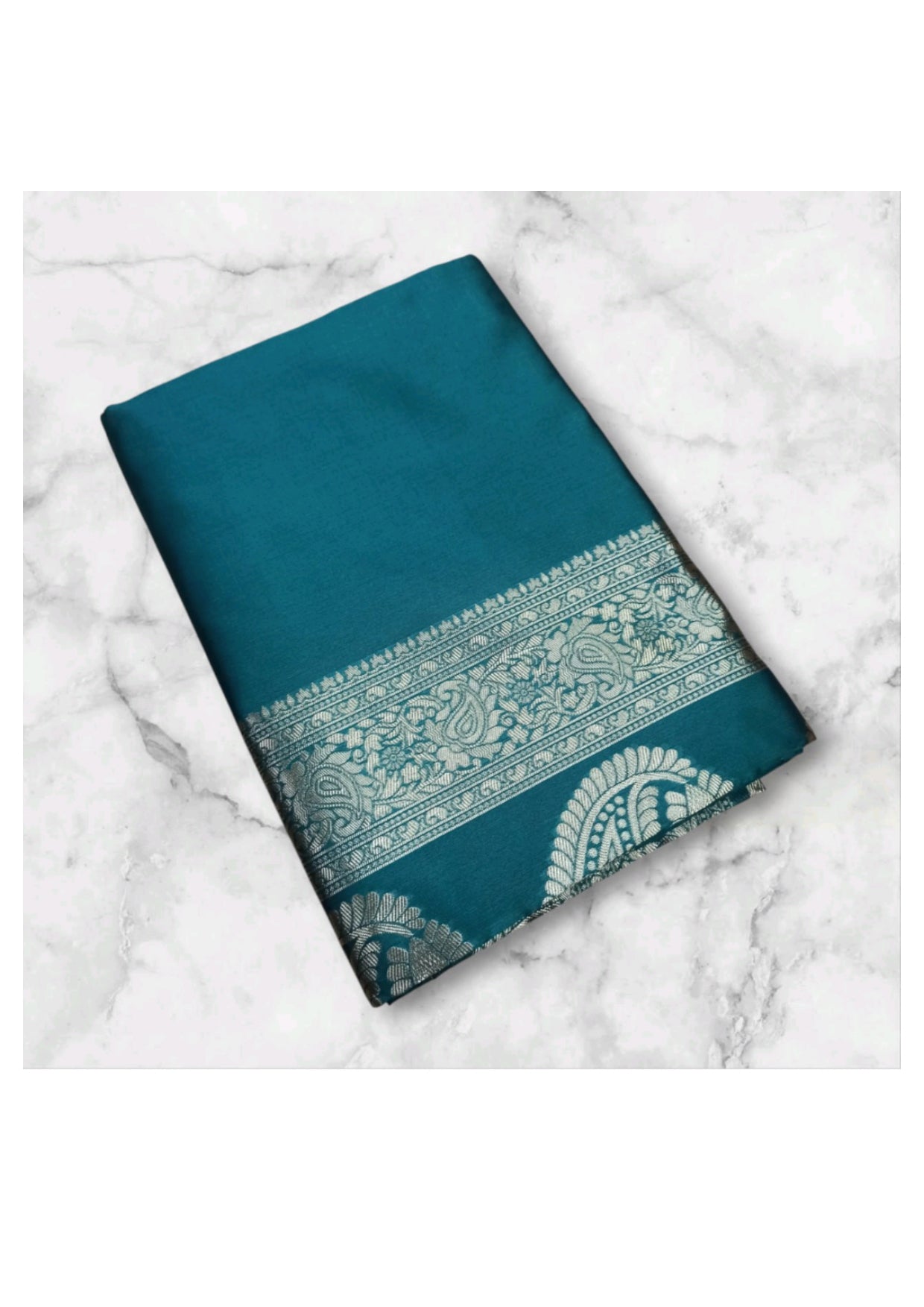 Emerald Green Silk Saree with Golden Zari Border