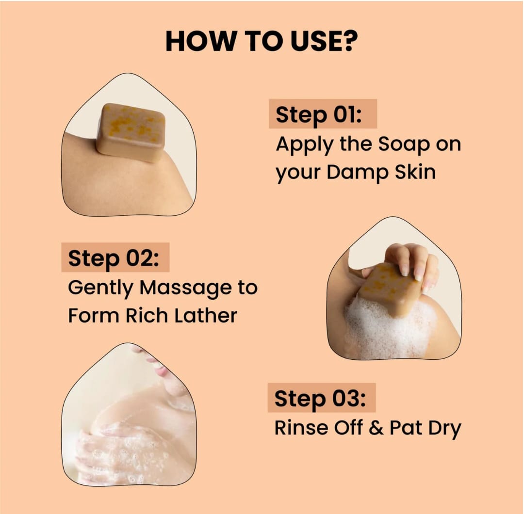 GrowBuddy Sandalwood & Saffron Magic Soaps For Bath (100 Gms Pack Of 3) | Paraben Free | Chandan & Kesar Bath Soap | Handmade Soaps For Glowing | Skin Brightening Soap For Men & Women