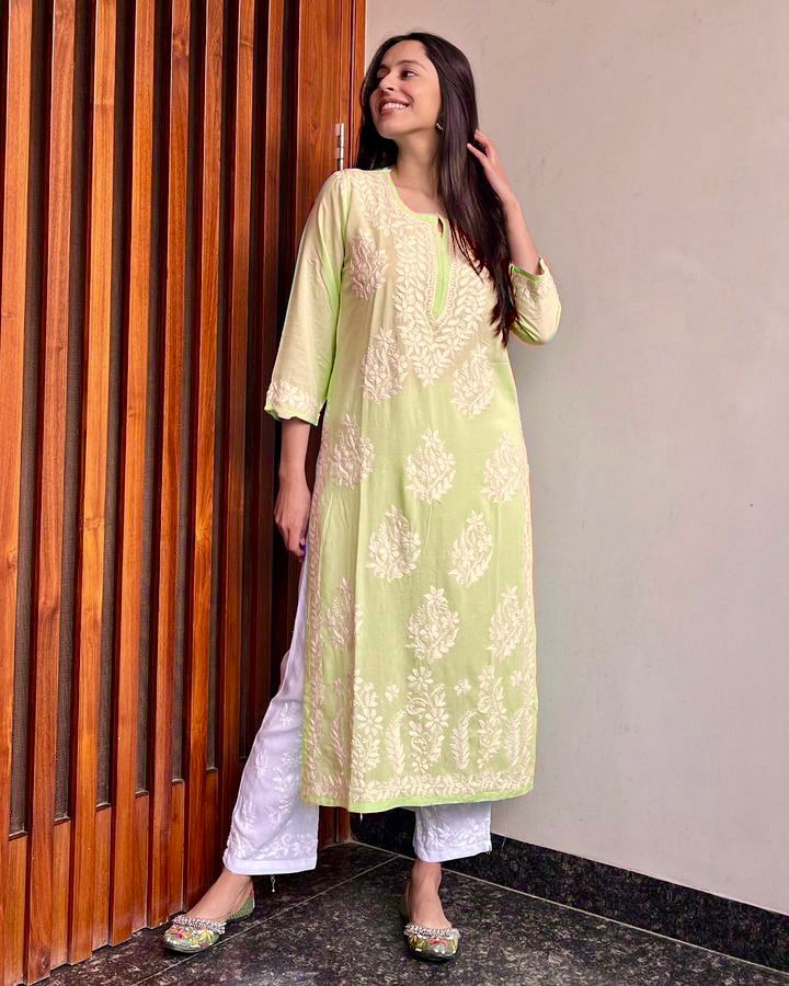 Authentic Hand-Embroidered Chikankari Kurti Set