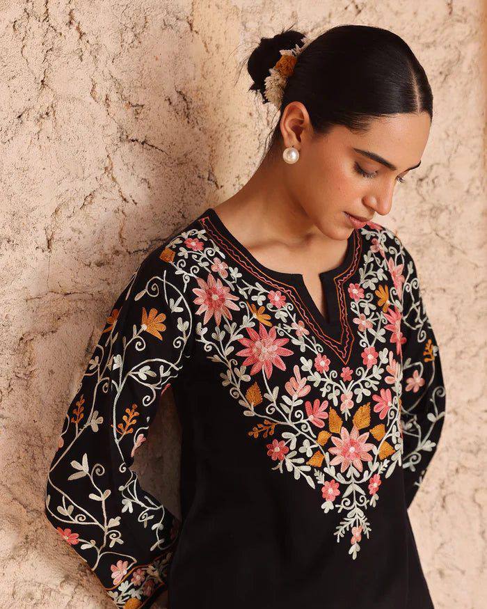 Roman Silk Suit Set Embroidered with Farshi Salwar.