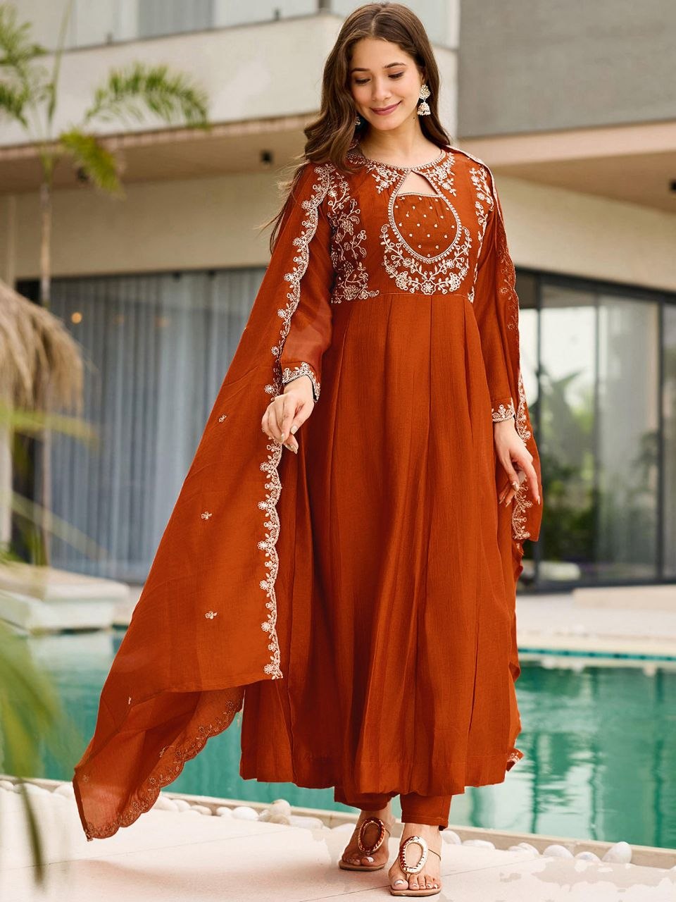 New Trendy Anarkali Designers kurti Pent Set